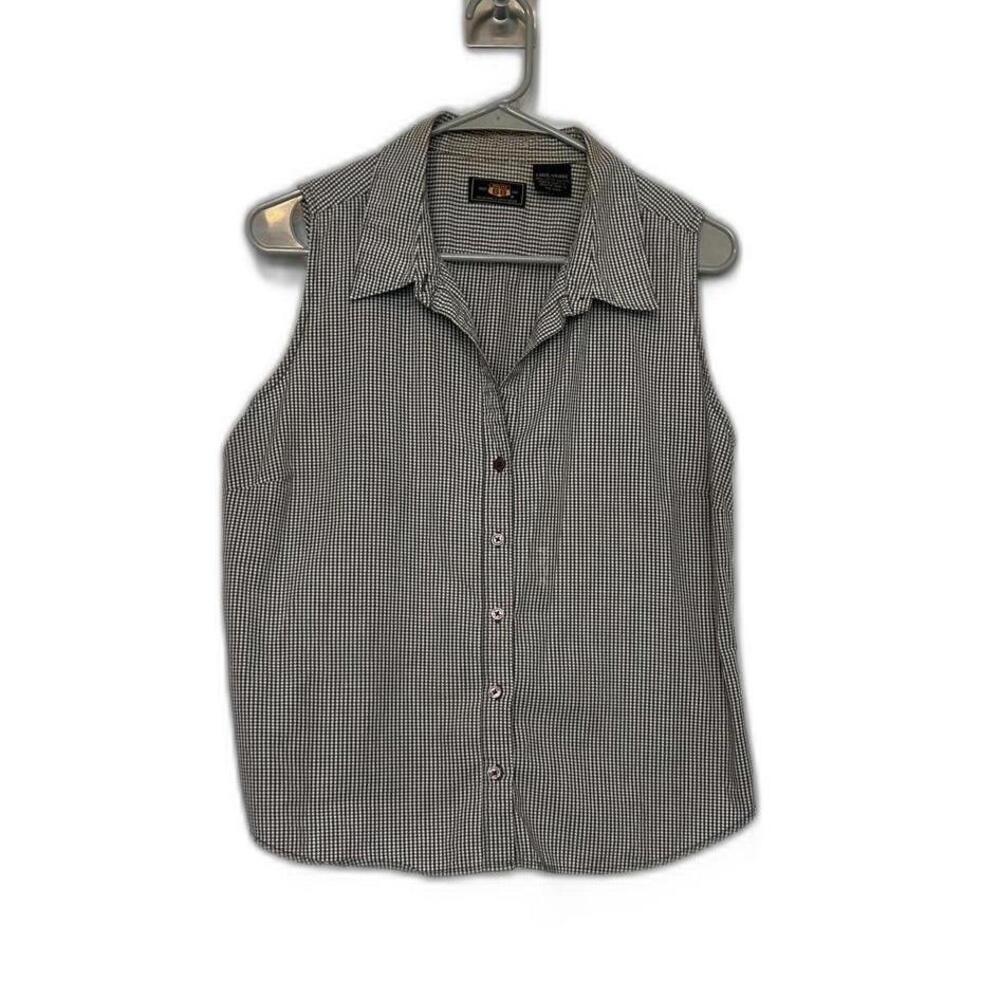 Vintage 90s Route 66 Plaid Sleeveless Button-Up Shirt